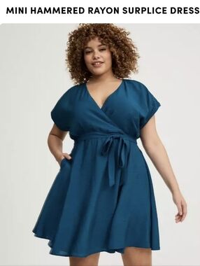 Torrid Teal Wrap-Front Mini Dress Size 2X New